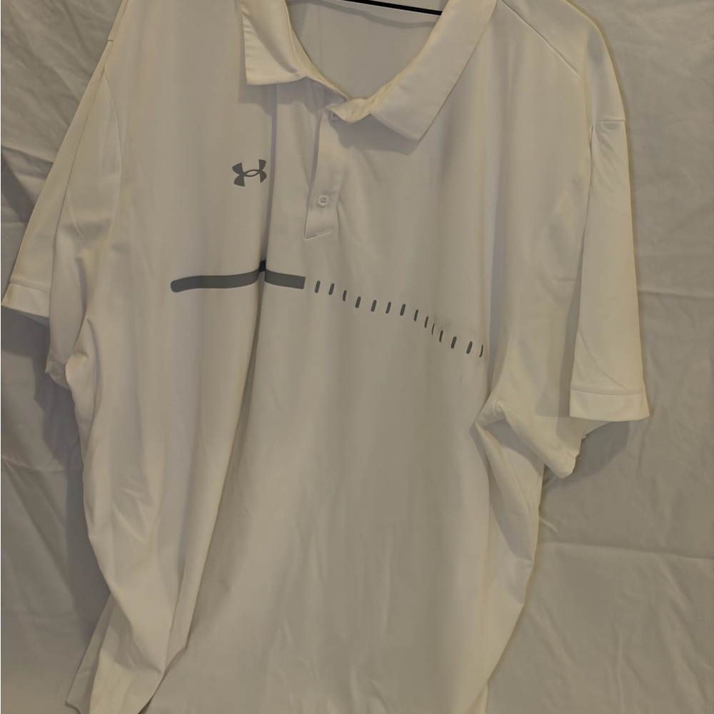 Under Armour Men's Polo Shirt in White with Gray Accents